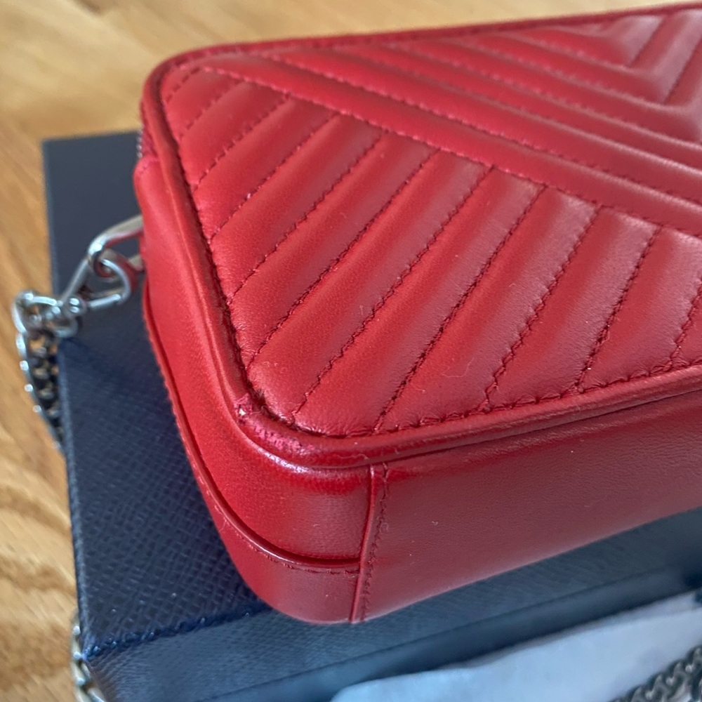 Prada Red Chevron Leather Chain Bag - Picture 7 of 13